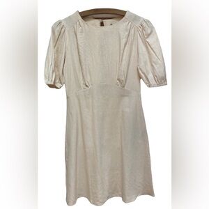 ASOS NWT Linen Blend Puff Sleeve Dress – Open‎ Back, Size 2, Off White